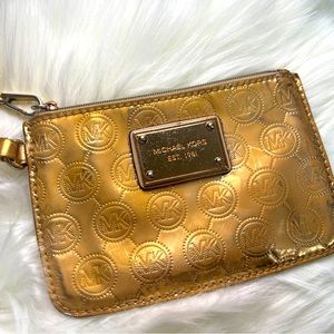 Michael Kors Gold Metallic Leather Wristlet